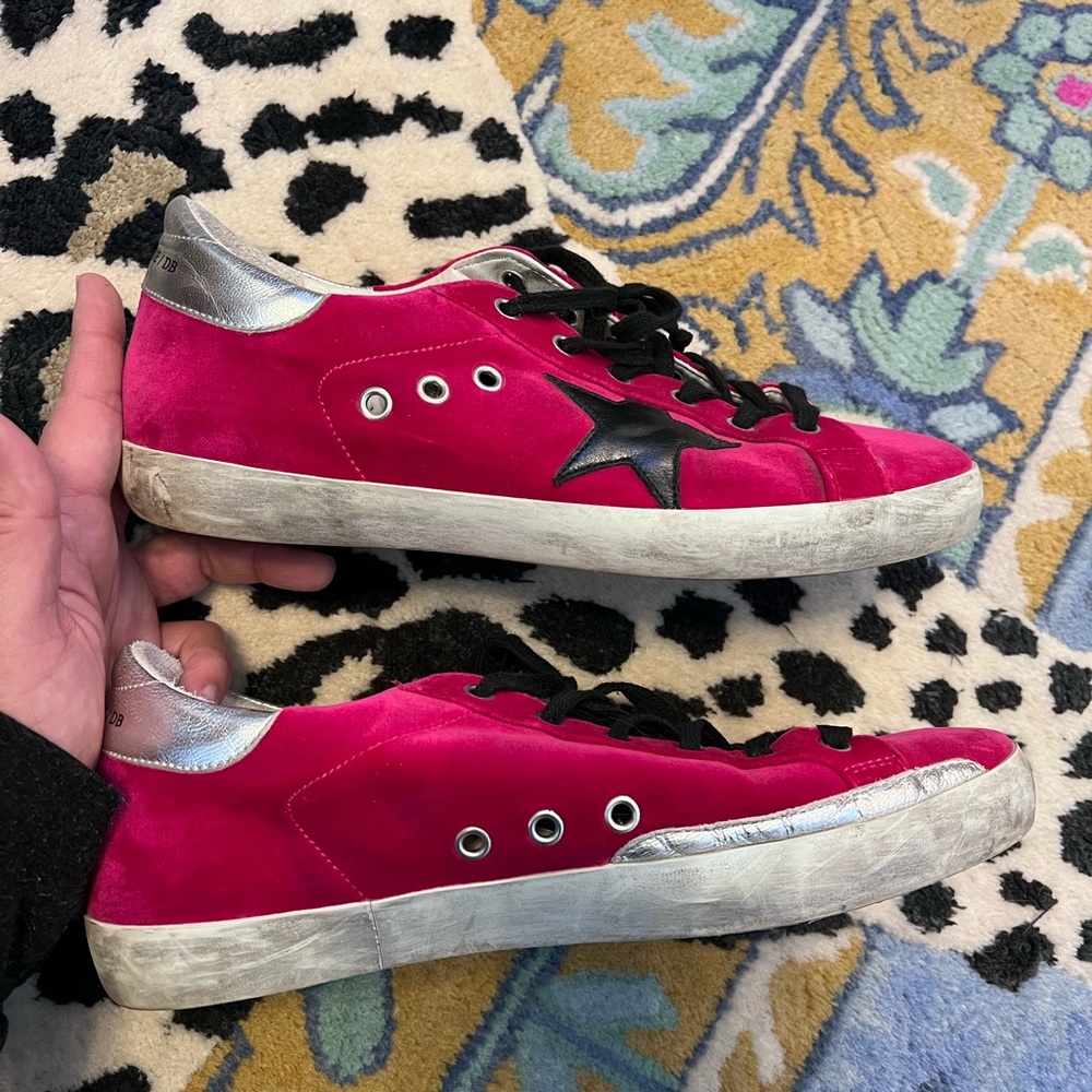 Golden Goose Hot Pink Suede Sneakers with Black Star - Picture 3 of 11